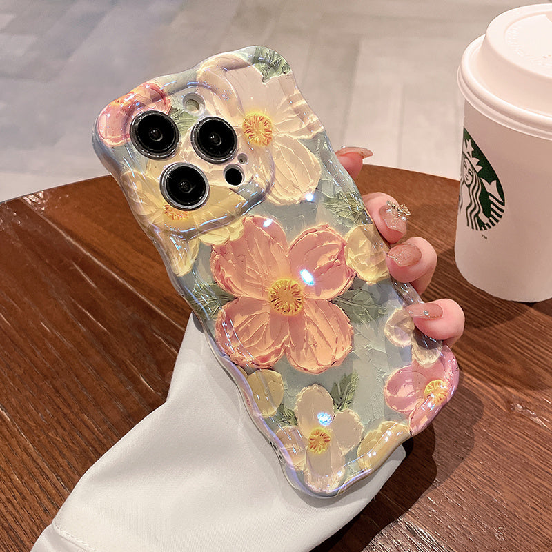 Oil Painting Flower Lanyard Phone Case