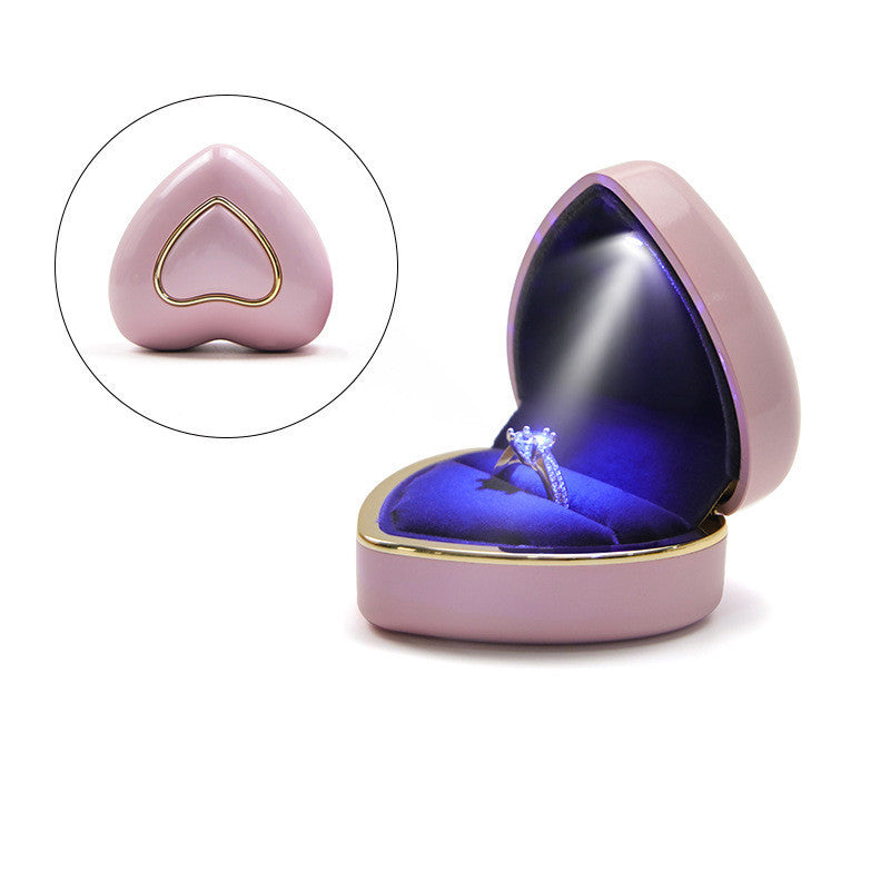 Heart-shaped Ring Box Creative Jewelry Box With Light