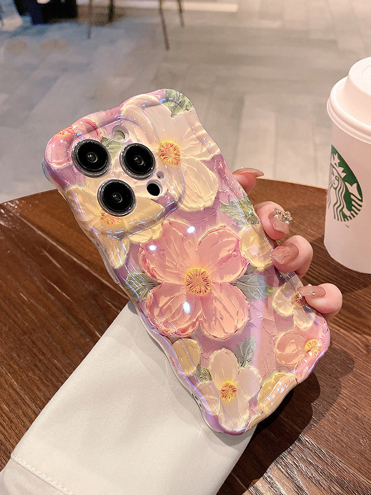 Oil Painting Flower Lanyard Phone Case