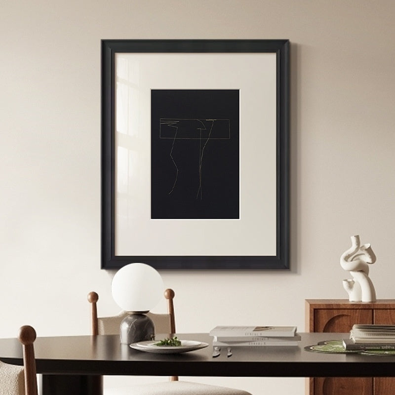 Black And White Lines High-end Abstract Paintingfor Hanging Retro Decorative Painting