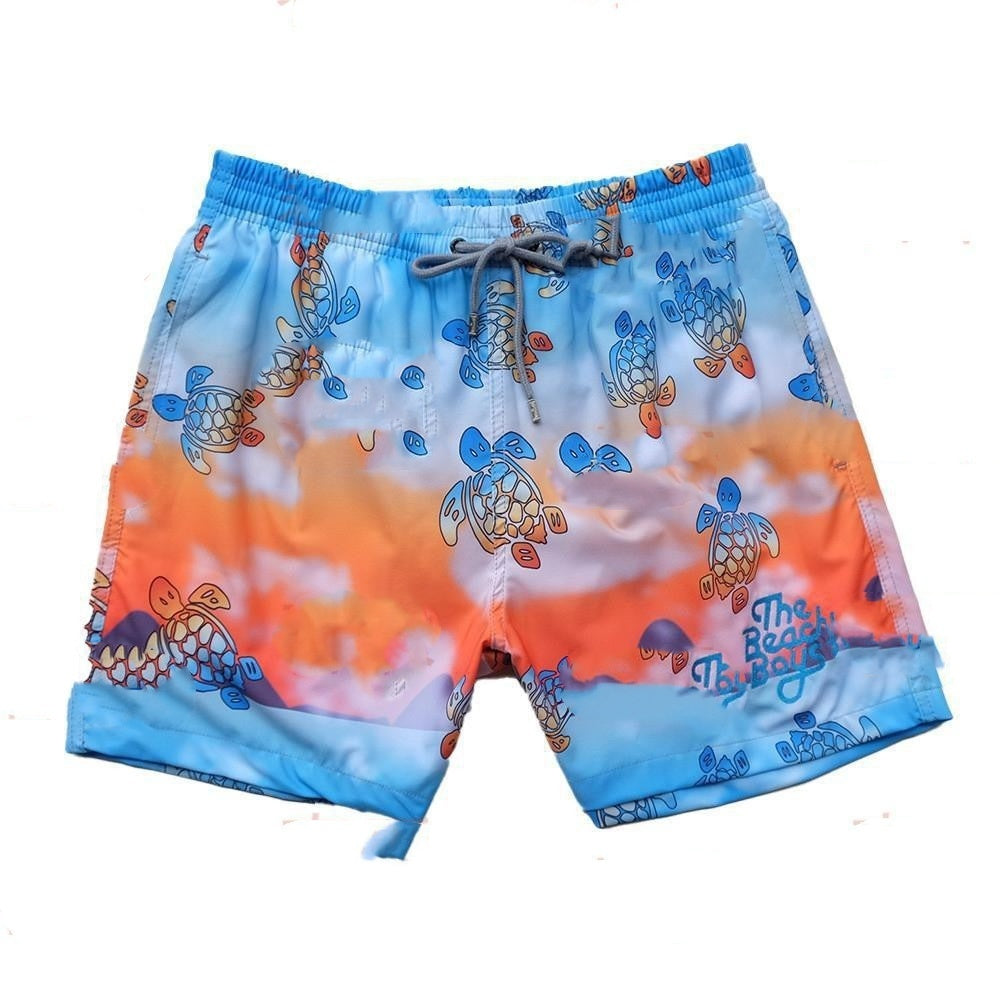 Summer Turtle Beach Men's Printed Casual Loose Shorts