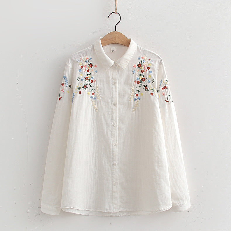 Double-layer Yarn Embroidery Little Flower Student Undershirt