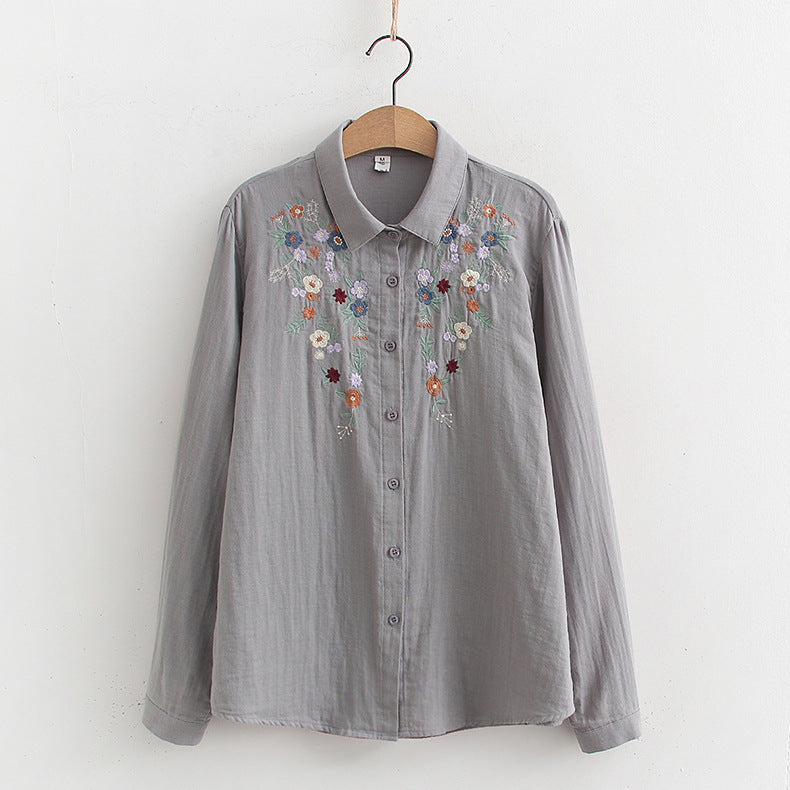 Double-layer Yarn Embroidery Little Flower Student Undershirt