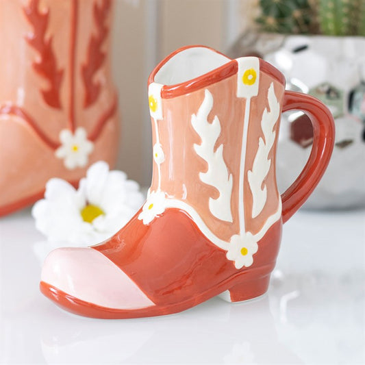 Pink Cowboy Boot Shaped Mug