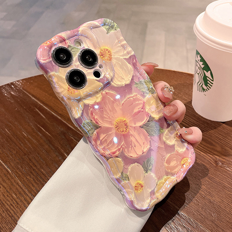 Oil Painting Flower Lanyard Phone Case