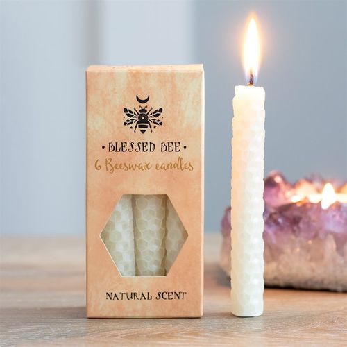 Set of 6 Cream Beeswax Spell Candles